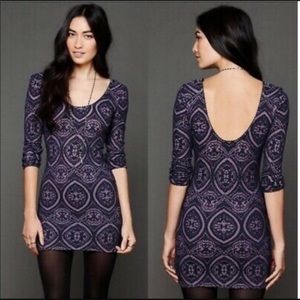Free People Masquerade Belle Bodycon Scoop Neck Mini Dress Purple Size Small